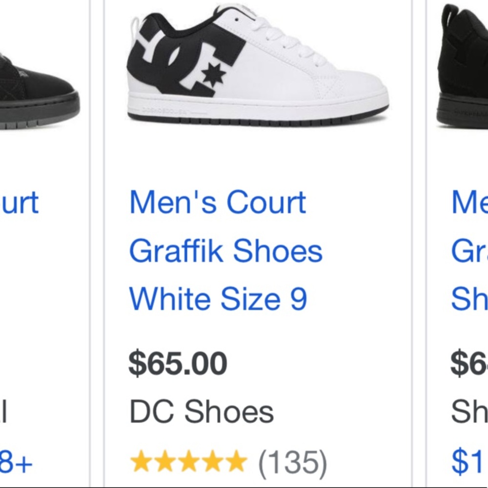 DC skater shoe brand, White/Black.